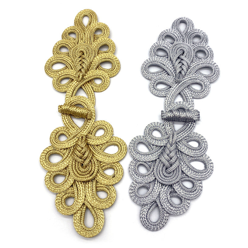 Frog Closure Fasteners Chinese Buttons in Metallic Gold or Metallic Si –  www.jimmybuttons.com.au