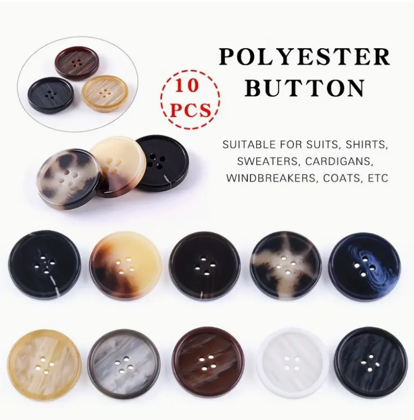 Bevelled Polyester Button Buttons - Polyester buttons – Tagged