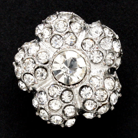 Diamonte flower shank button 16mm