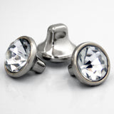 Round clear Faceted crystal shank button