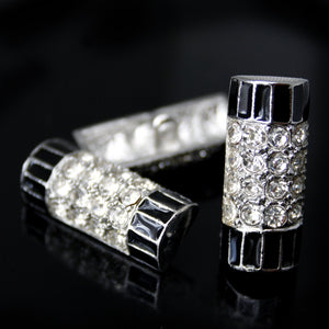 Half cylinder diamonte encrusted shank button 26mm