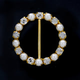 Round pearl with crystal buckle