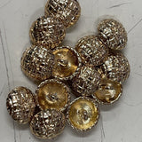 Woven crossed shank buttons with letter M