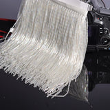 Bugle Beaded Fringe Trim on Satin ribbon