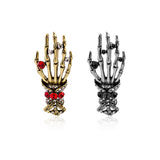 Dress Shirt Collar Fringe Chain Brooches Vintage Skull Hands Rhinestone Enamel Pins Wedding Dress Party Prom Accessories