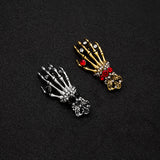 Dress Shirt Collar Fringe Chain Brooches Vintage Skull Hands Rhinestone Enamel Pins Wedding Dress Party Prom Accessories