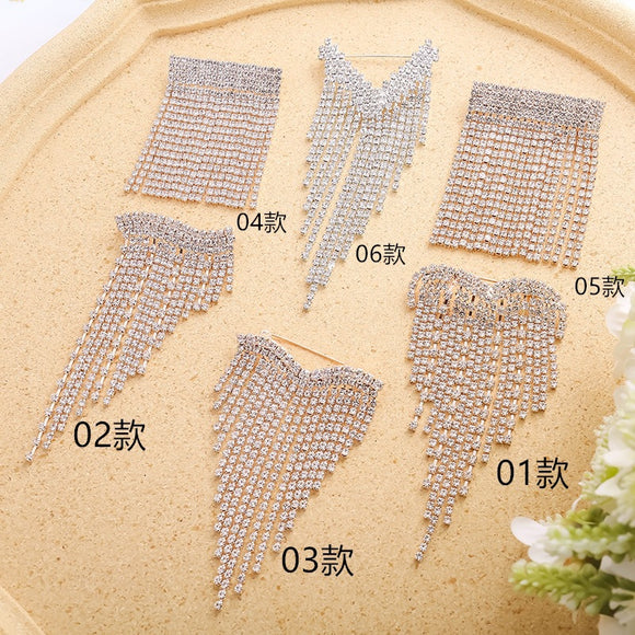 HEART crystal row drop tassel Pin/brooches