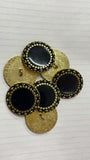 （Vintage style) - Black oil drop shank button with gold edging