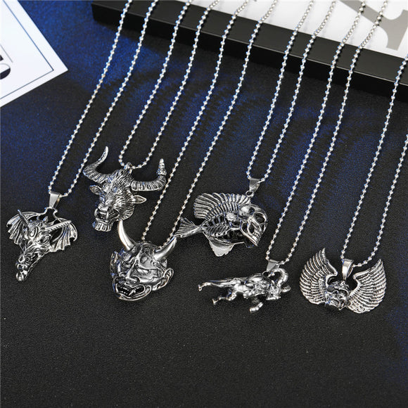 Collody Gothic Skull Necklace for men Stainless Steel Punk Rock or Hip hop Pendant Ajustable Polished Chain Suitable for Halloween