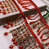 New - Red pearl fringe