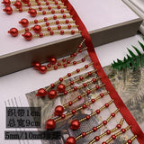New - Red pearl fringe