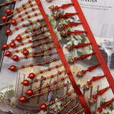 New - Red pearl fringe