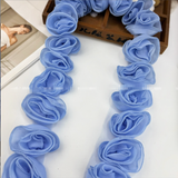 {2026 NEW} Colorful 3D chiffon rose flower lace edge trim