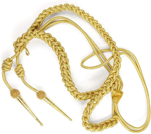 NEW - TITAN Gold Bullion Wire Thick Braided Aiguillette with Mesh & Metal Tips