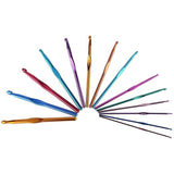 Luxbon-Pack Of  22 Sizes Multi coloured Aluminum Crochet Hooks Set Knitting Needles Craft Yarn 2mm-10mm