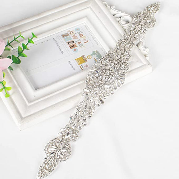 Iron-on Kyunovia Womens Wedding Sash Belt Rhinestone Waistband