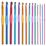 Luxbon-Pack Of  22 Sizes Multi coloured Aluminum Crochet Hooks Set Knitting Needles Craft Yarn 2mm-10mm