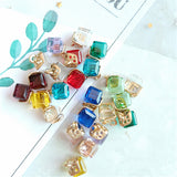 Cubic glass shank buttons