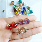 Cubic glass shank buttons