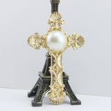 Vintage Silver Tone Cross Pin/Pendant
