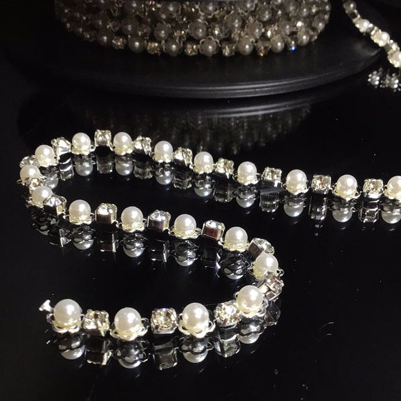NEW - Pearl and Diamanté Trim