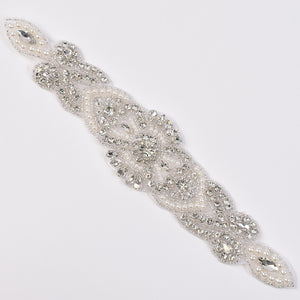 Iron-on Pearl Rhinestone Applique