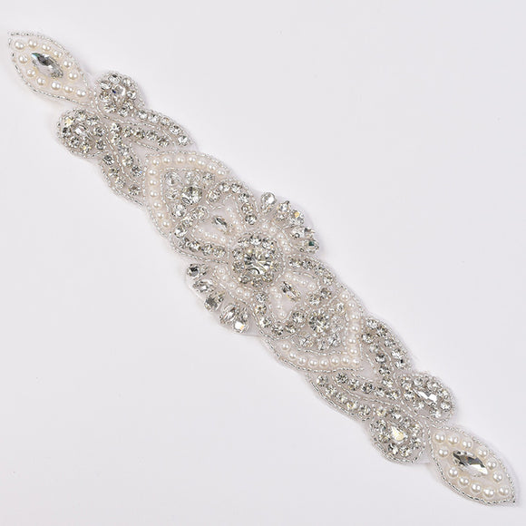 Iron-on Pearl Rhinestone Applique