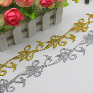 Iron On Embroidered Lace Braided Vintage Appliqued Cosplay Lace Ribbons Gold And Silver Trims
