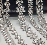 {2026 NEW}Hot Fix Beaded rhinestone Ribbon Resin Iron on Trim