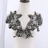 Sew on Heavy Luxury Glass Rhinestone Embroidered Flower Applique on mesh