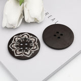 NEW - Wooden Button with Printed Snow Flake