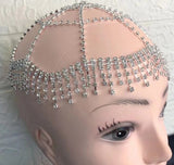 {2026 NEW}Rhinestone Mesh Headpiece Cap Silver Roaring 20s Crystal Flapper Head Chai