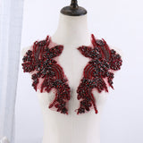 Sew on Heavy Luxury Glass Rhinestone Embroidered Flower Applique on mesh