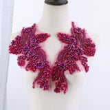 Sew on Heavy Luxury Glass Rhinestone Embroidered Flower Applique on mesh