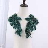 Sew on Heavy Luxury Glass Rhinestone Embroidered Flower Applique on mesh