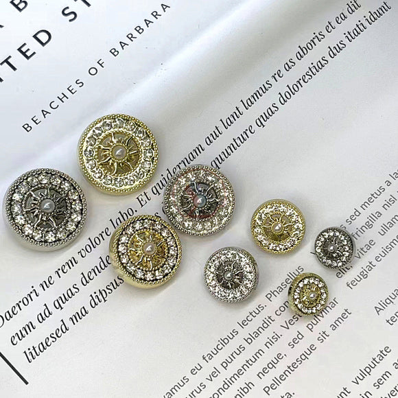 NEW - Diamanté Pearl Centred Shank Button