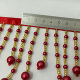 New - Red pearl fringe
