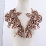 Sew on Heavy Luxury Glass Rhinestone Embroidered Flower Applique on mesh