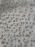 {2026 NEW}Silver Rhinestone Sprinkles Glitter lace fabric 50"