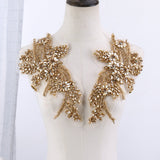 Sew on Heavy Luxury Glass Rhinestone Embroidered Flower Applique on mesh