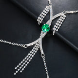 New- Exquisite Green Crystal Chest Bracket Bras Chain Body Jewelry Sexy Rhinestone Bikini Body Chain Harness Necklace For Women Gift