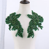 Sew on Heavy Luxury Glass Rhinestone Embroidered Flower Applique on mesh