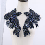 Sew on Heavy Luxury Glass Rhinestone Embroidered Flower Applique on mesh