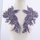 Sew on Heavy Luxury Glass Rhinestone Embroidered Flower Applique on mesh