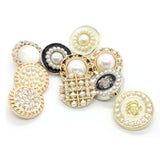 New- Retro Round Pearl & Rose metal  Buttons Hand Sewing
