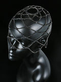 {2026 NEW}Rhinestone Mesh Headpiece Cap Silver Roaring 20s Crystal Flapper Head Chai