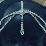{2026 NEW}Rhinestone Mesh Headpiece Cap Silver Roaring 20s Crystal Flapper Head Chai