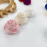 Handmade Satin Rose Ribbon Rosettes Fabric Flower Appliques Foh