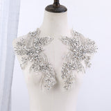 Sew on Heavy Luxury Glass Rhinestone Embroidered Flower Applique on mesh