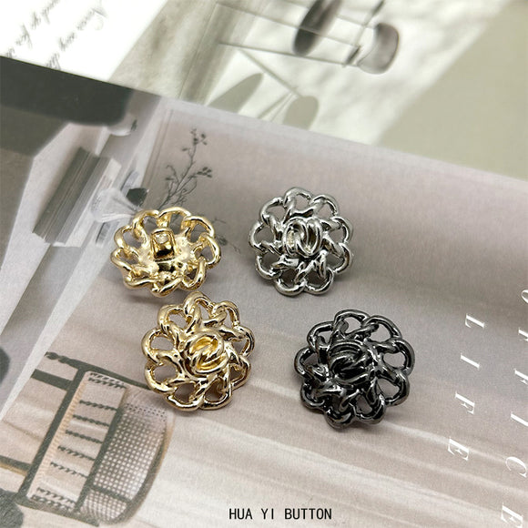 NEW - Metal whre flower shape shank buttons